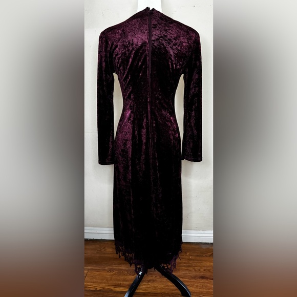 Vintage Mauve Velvet Sheath Midi Dress 90’s Witchy whimsigoth stevie knicks noir - Picture 7 of 14